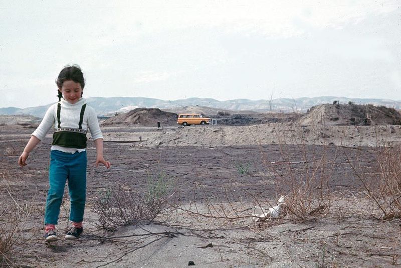 Part of its oil was captured by a dike hastily thrown up around the well. A part of that dike was later removed. No, she didn't grow up and 