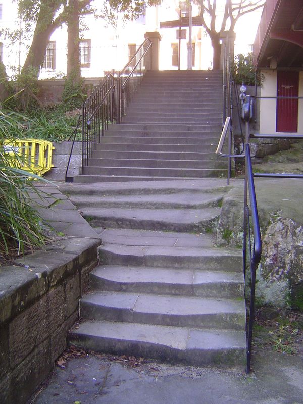 Between the two buildings is this beautiful staircase; part built and part excavated from... but you know the answer. The Hawkesbury is ofte