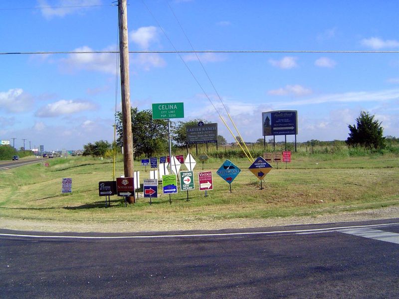 A bit like California's Santa Clara Valley in the 1950s: subdividers advertising their handiwork just north of Prosper.