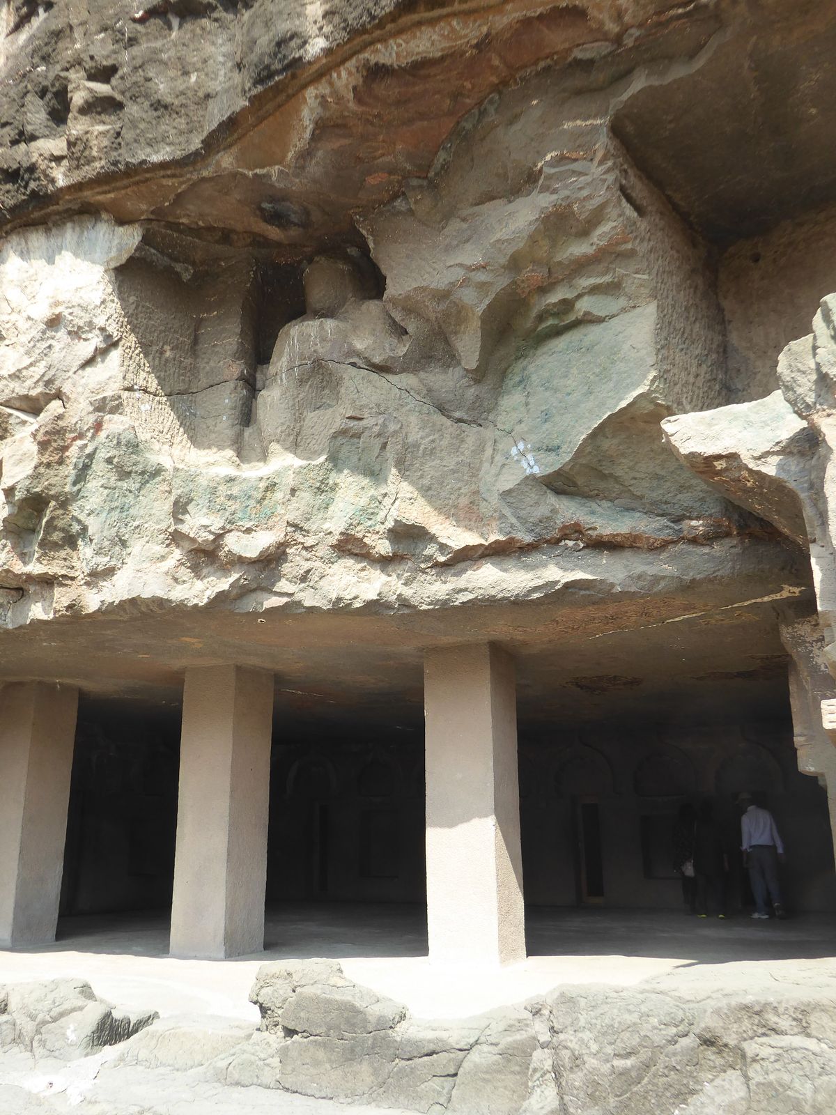 Here's Cave 12, one of the three early viharas and contemporary with the aniconic chaityas. The veranda has collapsed, and the present edge 