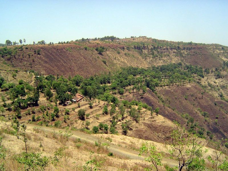 A closer look at some terraces, cut wherever the slopes aren't too steep.