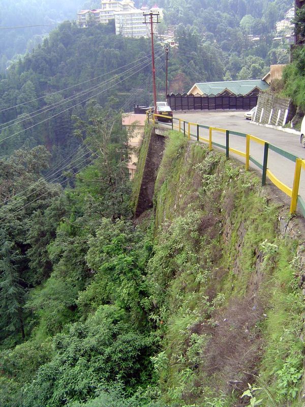 Shimla is draped over a sharp ridge, and though there's a road up top traffic is almost entirely forbidden and instead forced to use roads d