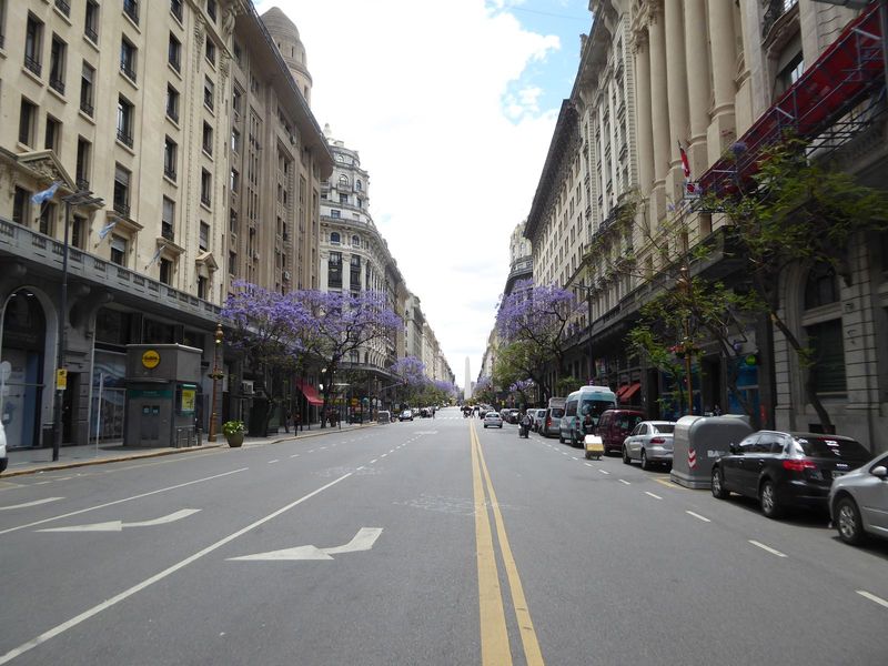 Here's the view from near the Plaza de Mayo down the diagonal toward the obelisk.