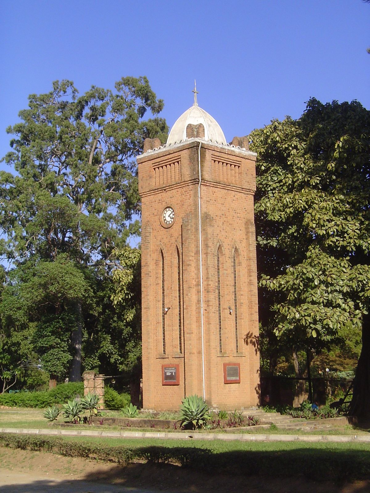 A freestanding clocktower.