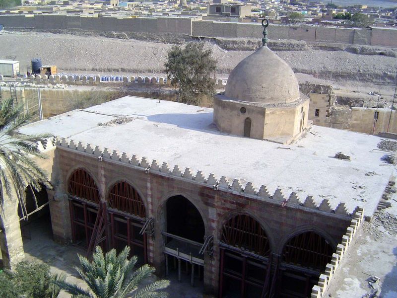 We're looking over the mosque; immediately behind it is the Ayyubid wall, built in 1171-76.