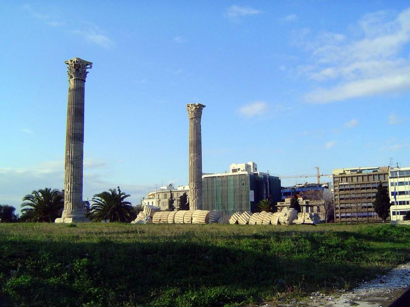 Lone survivors, with drums of a column that fell during a storm in the 19th century.