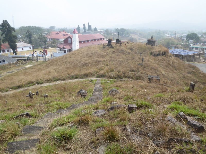 The Presbyterian cemetery overlooks the church. The former theological college is the building to its left.
