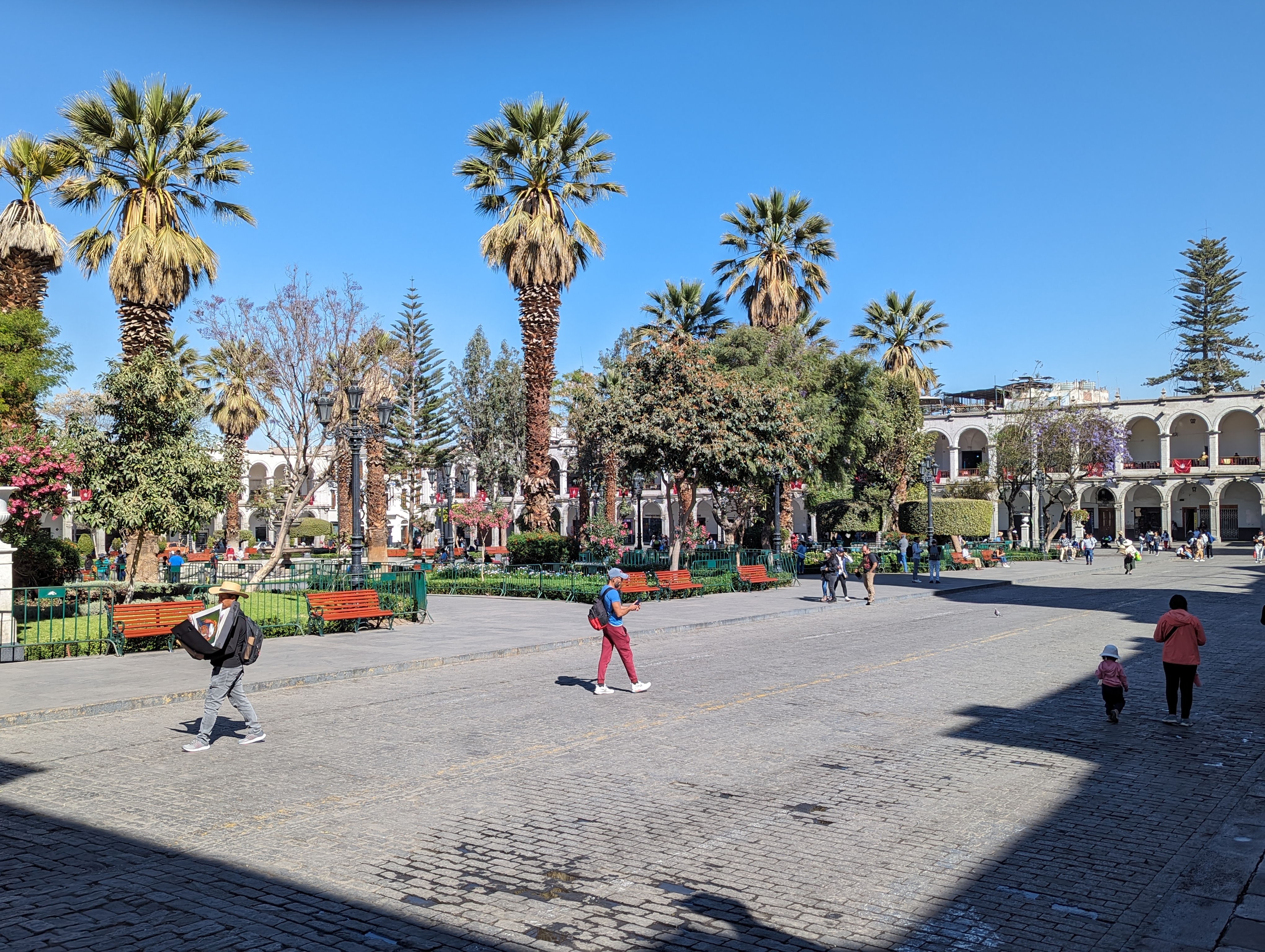 The Plaza de Armas or Plaza Mayor marks the center of the colonial city, established in 1540.