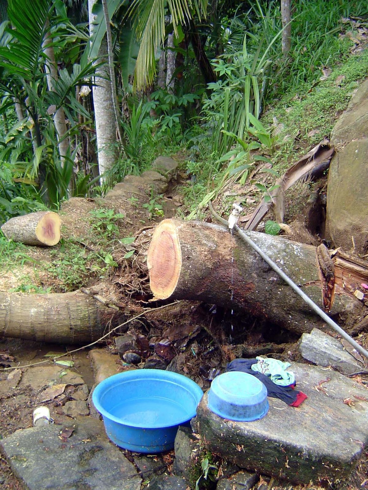 Piped water, diverted from the stream.