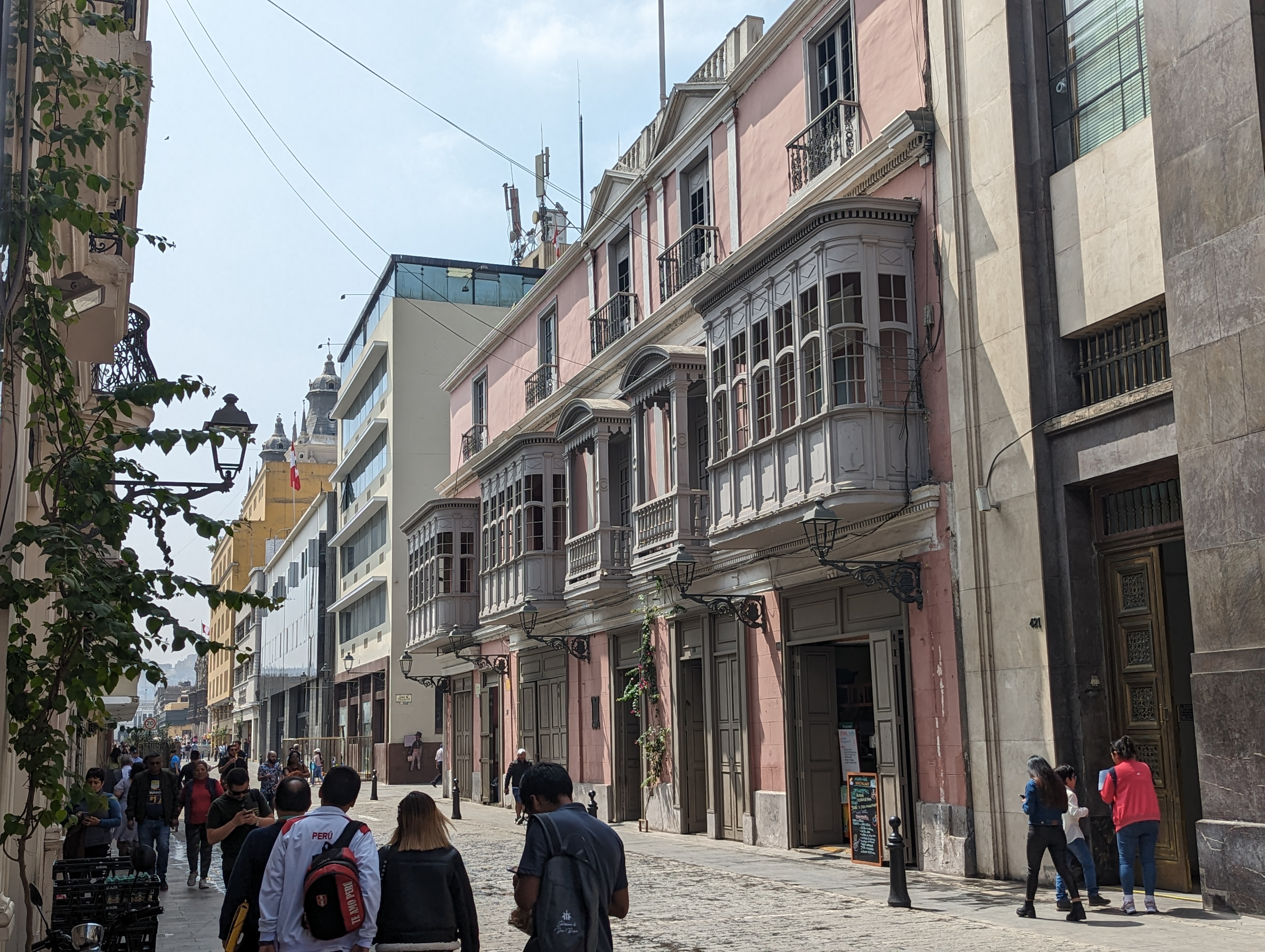 Many of the streets in the historic center are pedestrianized.  The most distinctive element is probably the protruding balconies from old h