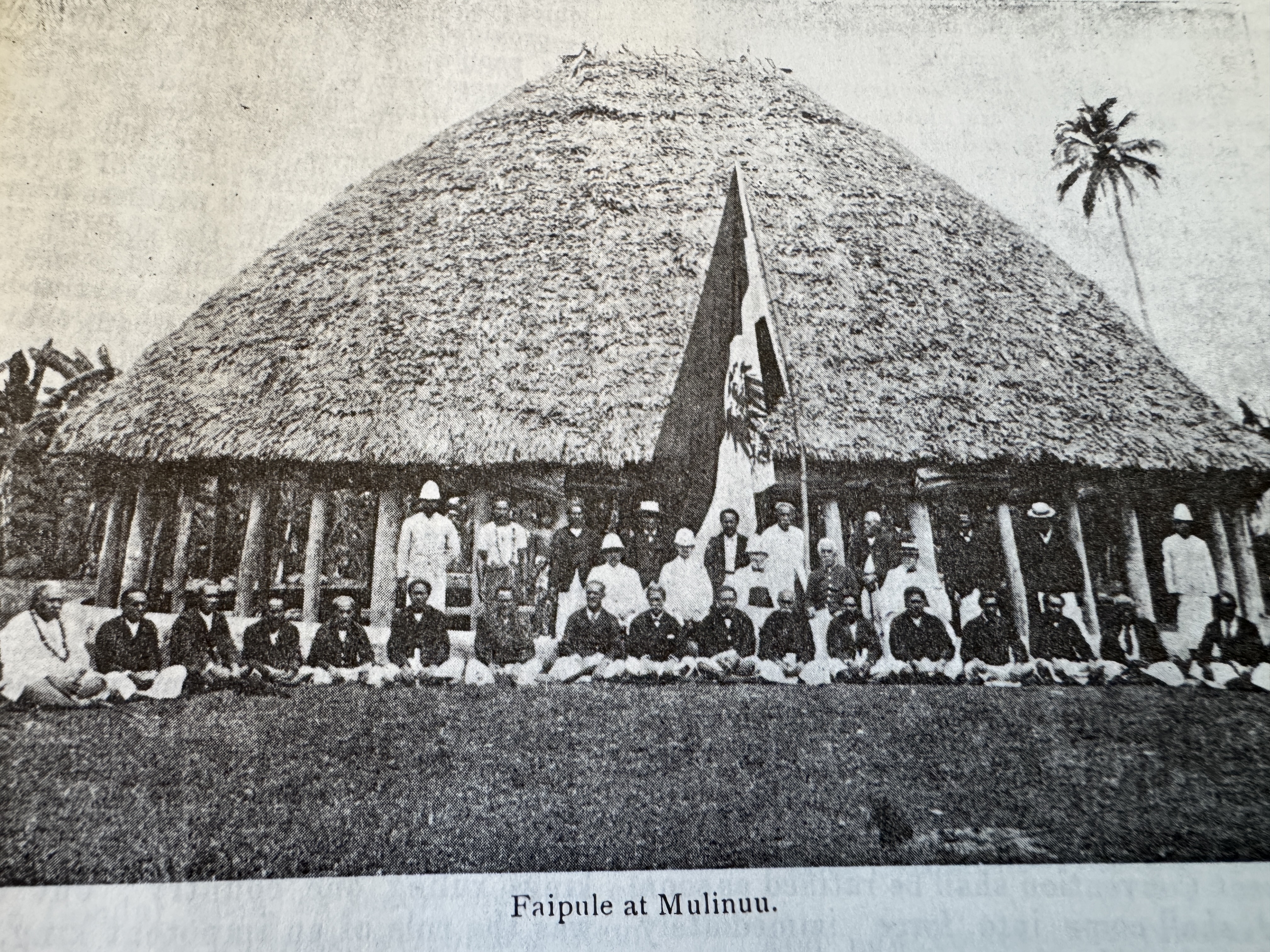 The structures could be very large, in this case judging from the German colonial flag serving as a meeting hall for village chiefs sometime