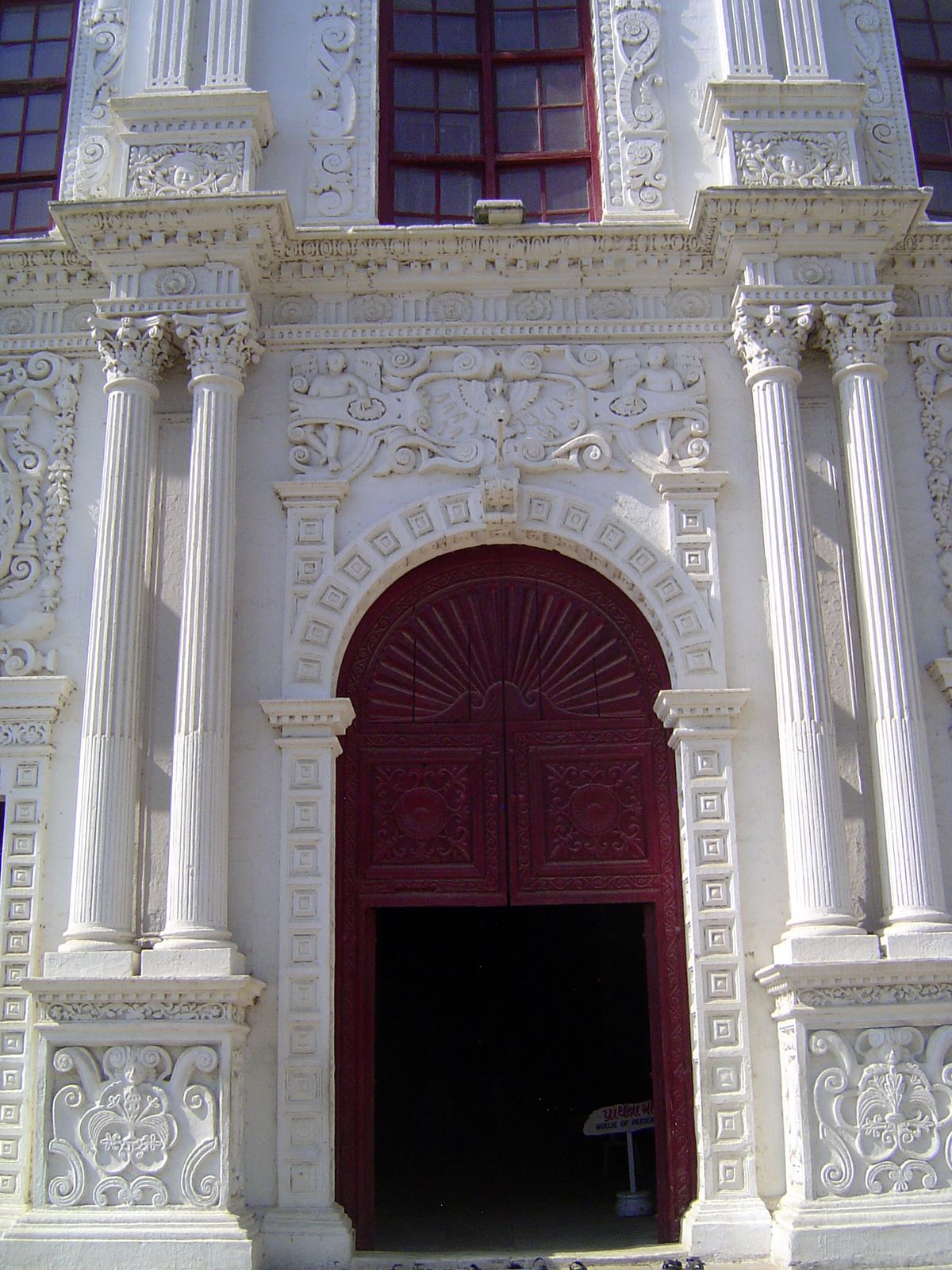Note the figures at the upper corners of the entrance.