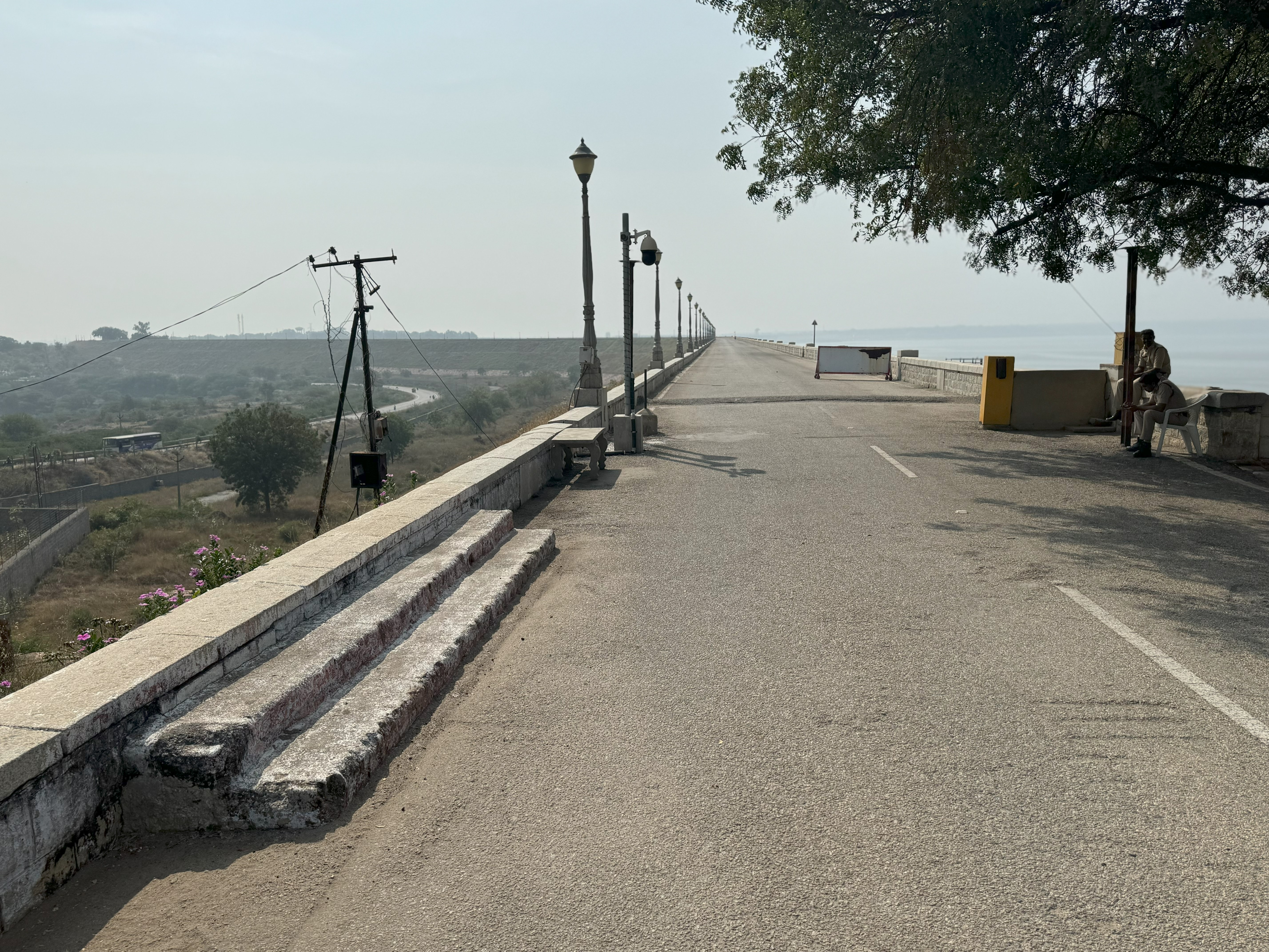 Serious business: it's the north end of the embankment that extends from the north end of the Nagarjuna Sagar Dam.  Last time I was here, in