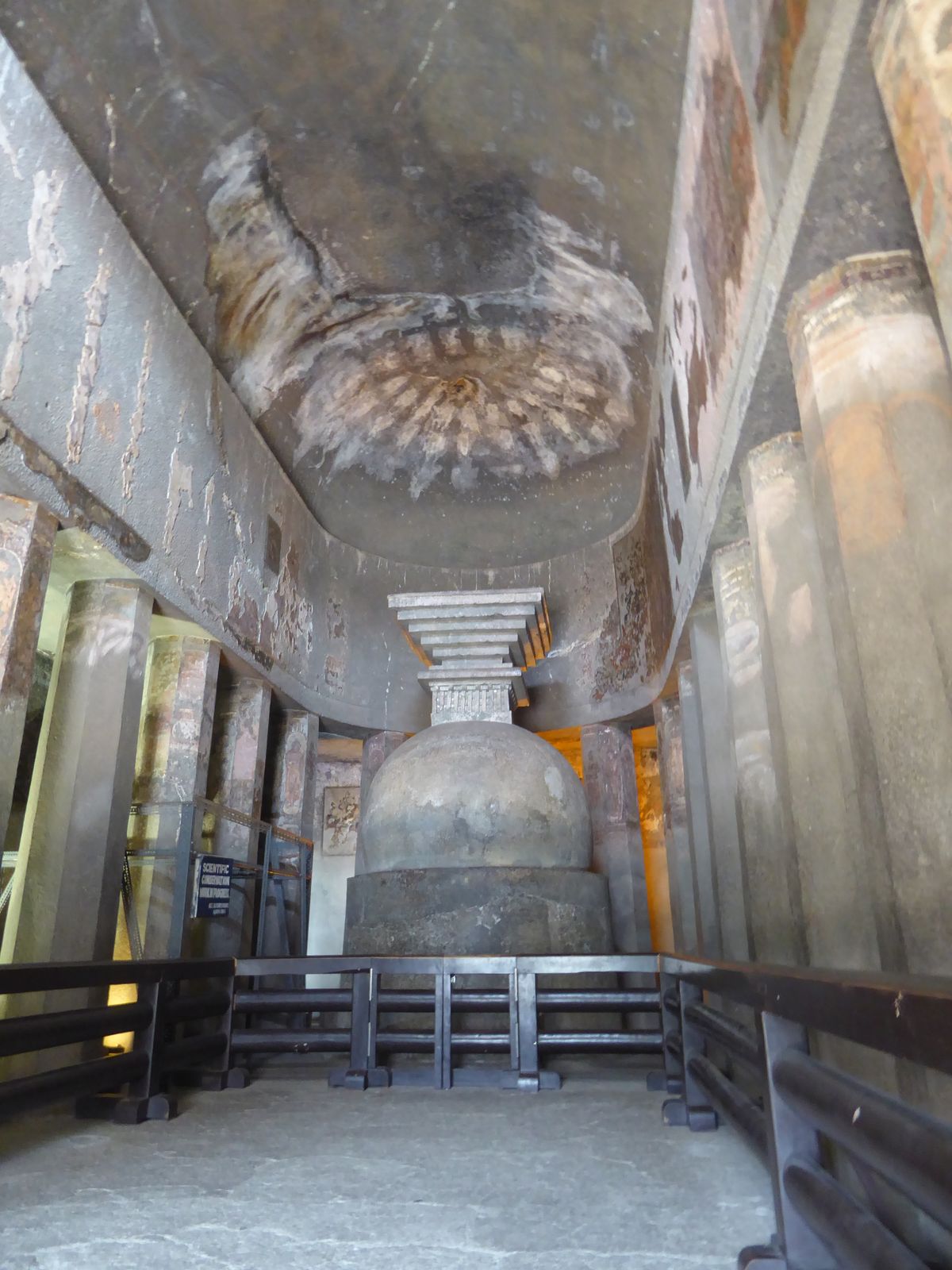 Now we'll compare the interiors of the four chaityas, starting here with aniconic Cave 9. There are obvious similarities to a Christian chur