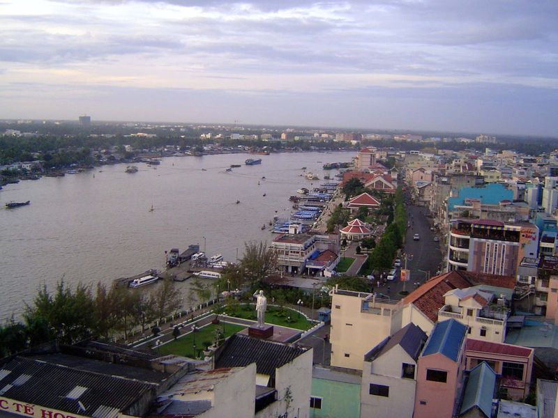 Can Tho or Cantho, fronting on a branch of the river.