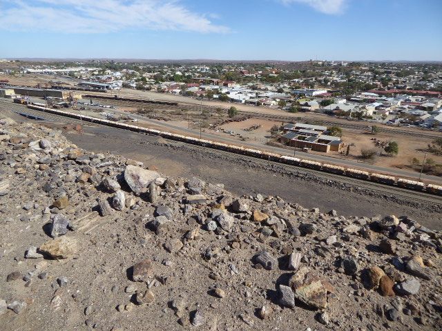 Here's the view from the top of the tailings pile back over the main part of the city. It's surveyed in a grid oriented not to the cardinal 