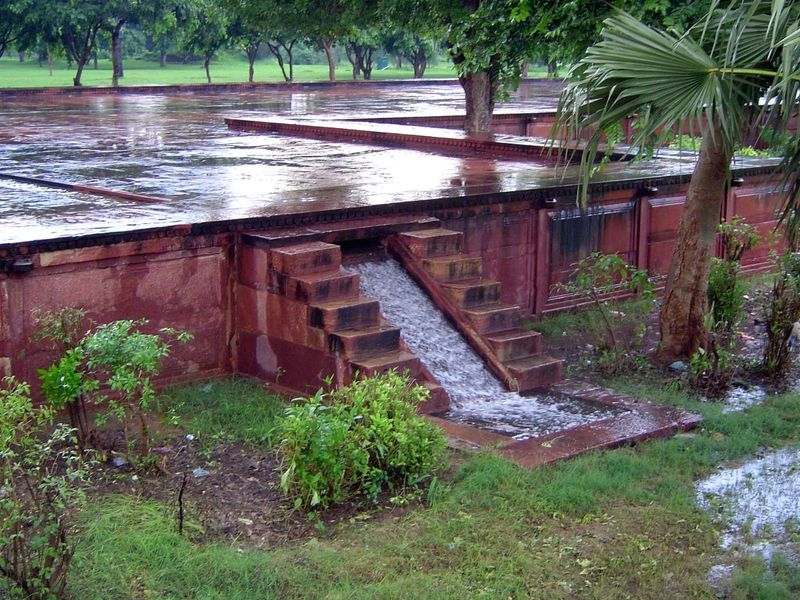 The drains, usually dusty, suddenly turn into cascading rivers.