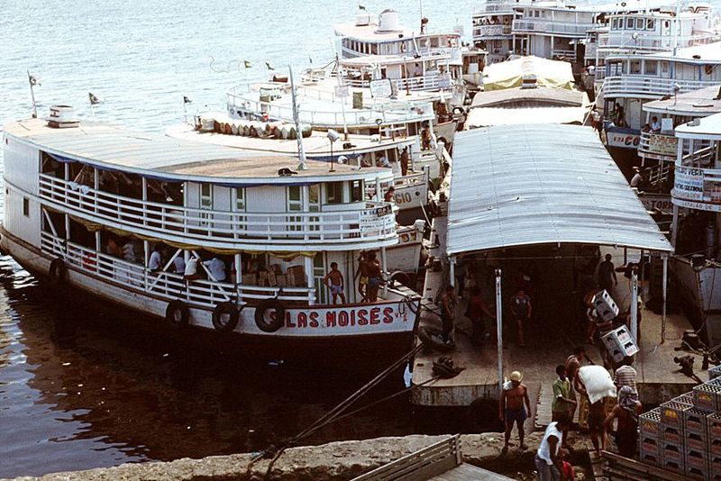 Heading up river or down: soft drinks and manioc flour.