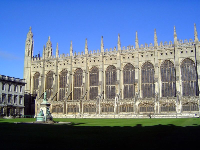 The famous chapel was begun by Henry VI. He was subsequently deposed and killed, but the chapel was finished anyway. Then the site froze for