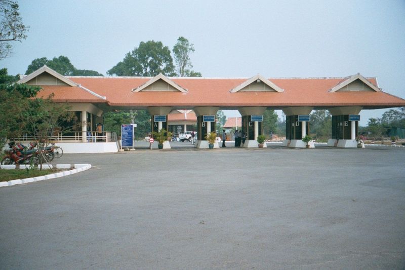 Not so fast! They have to stop at this megaplex toll plaza and get multiple-entry photo-IDs, which with moderate rigor are checked every tim