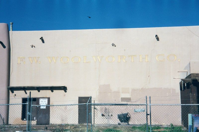 Thus arose Santa Fe-style gas stations and grocery stores. Here's a Woolworth's driven from the plaza by skyrocketing rents.
