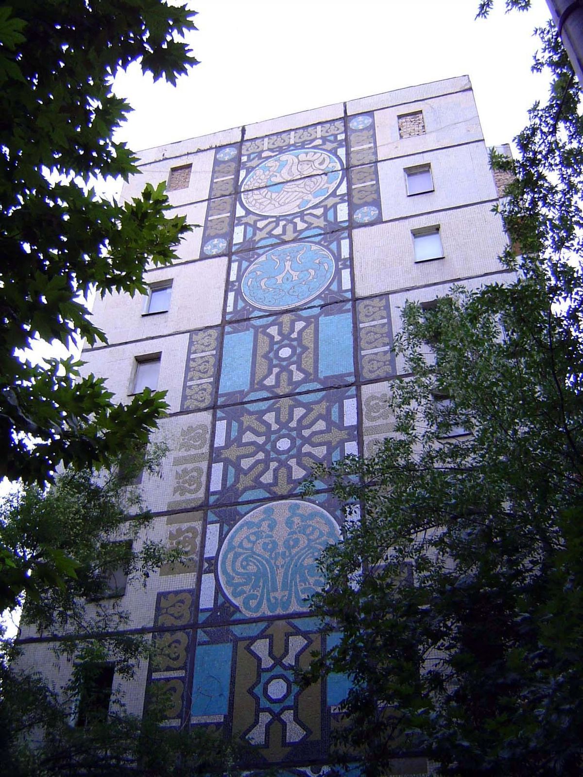 Few of the buildings allude to traditional patterns of ornament, but here's one that tries.