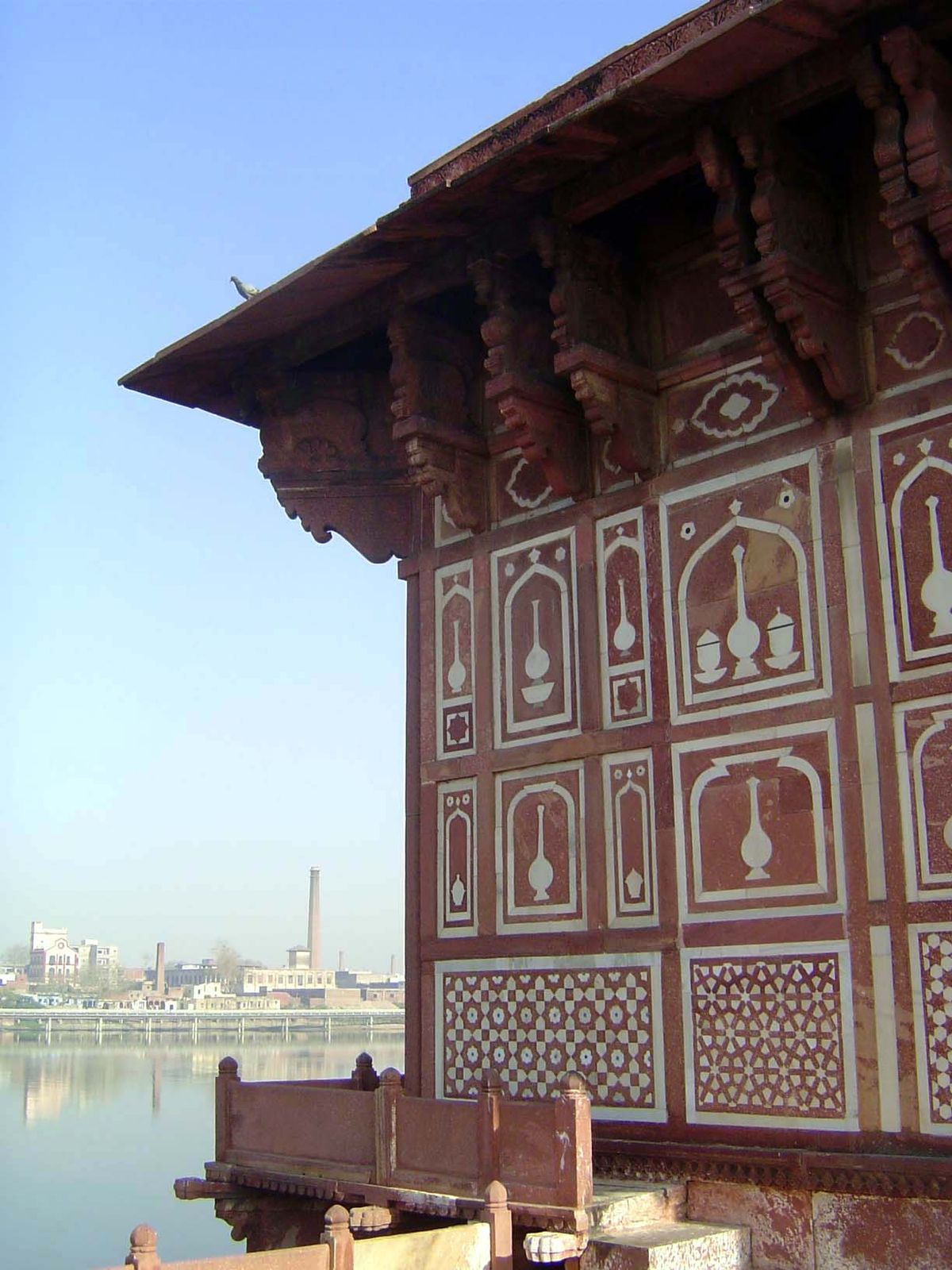 Roof brackets. That's Agra across the river, the Taj is downstream on that side just a bit.