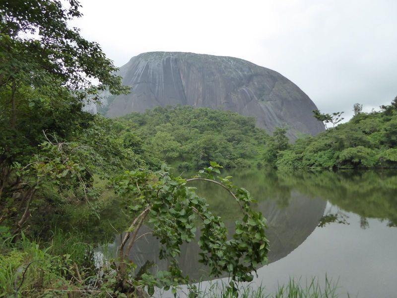Here's a bigger one. It's Aso Rock, seen here from an artificial lake in the National Childrens' Park. The name Aso, I regret to report, mea
