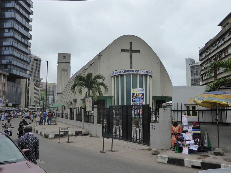 Not here. This church opened in 1966, even before the completion of the Catholic cathedral. How did the Methodists get such a prime bit of l