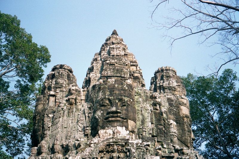 The gopura faces. Orwellian, the faces observe you at every step.
