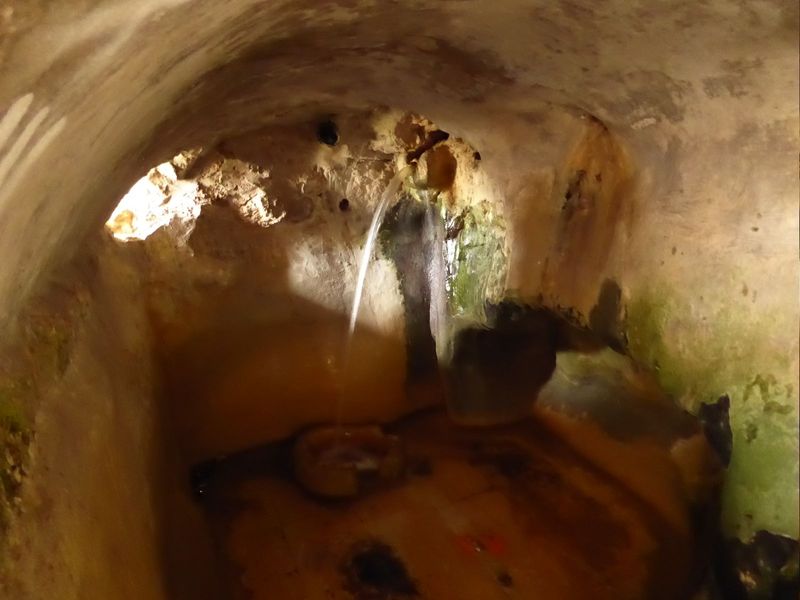 Here's the spring, pouring into what is described as a Roman bath. Was it in fact? Hmmm.