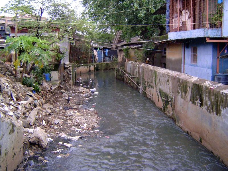 A drainage ditch.