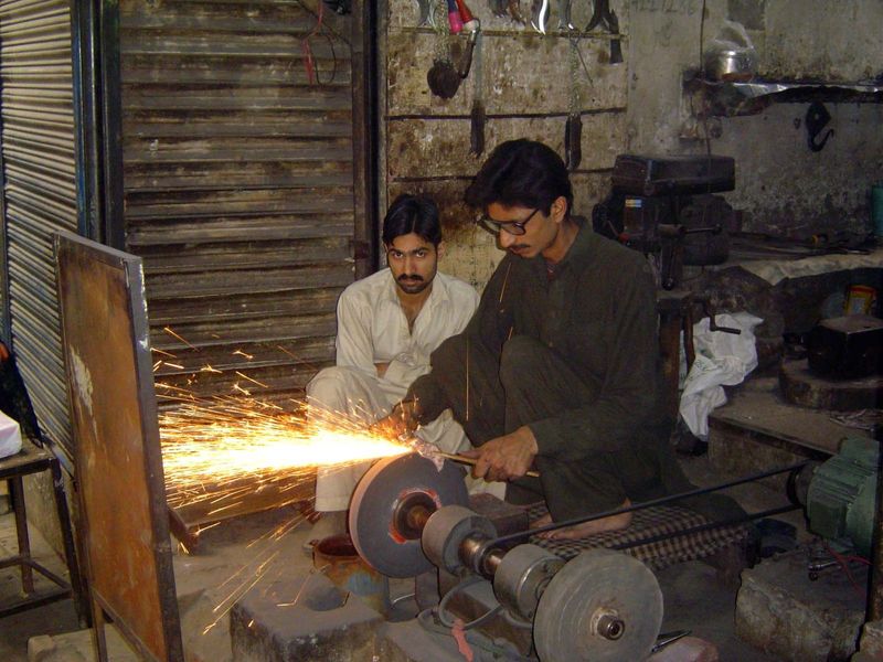Knife sharpening.
