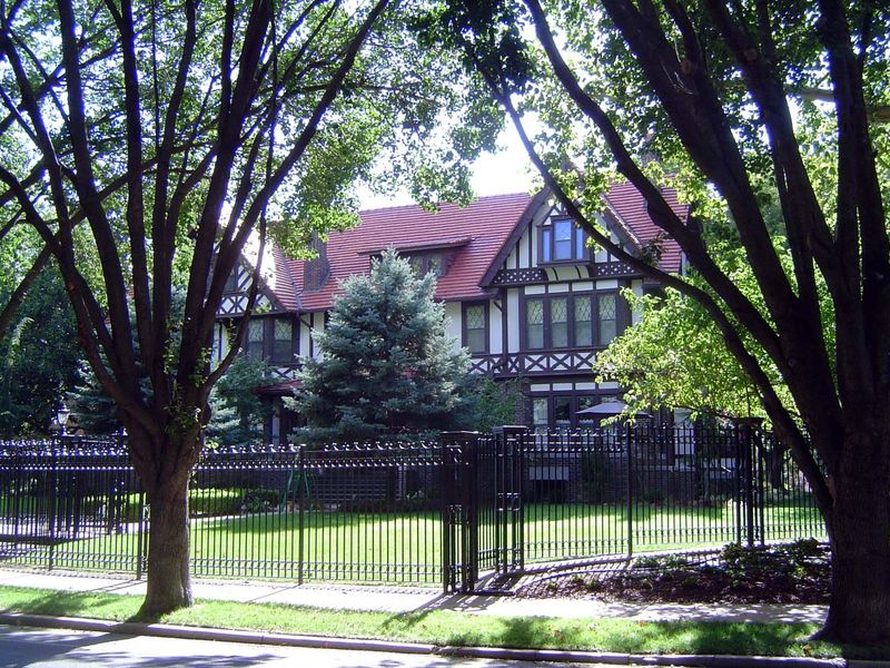 Two blocks away and a copy of a home in Philadelphia, this immense house at 1415 Hudson was built in 1905 for E. H. Cooke. Cooke was a banke