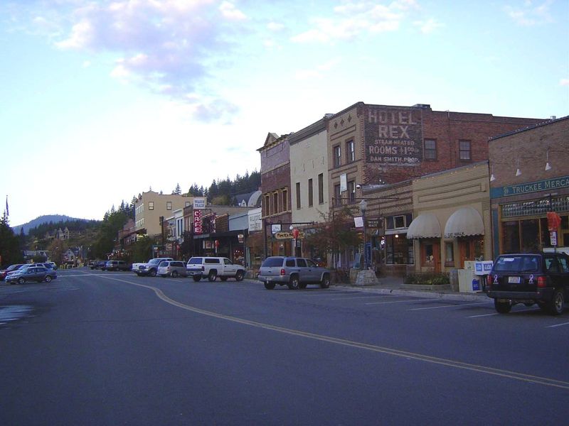 Main Street early in the morning: Truckee, too, has discovered money in them thar tourists.