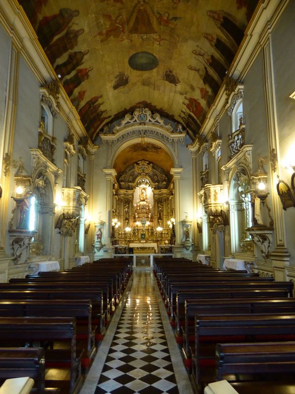 Here's the interior, simple in outline but rococo in detail. The painting is by Frei Jesuino of Monte Carmelo 1764-1819, a mulatto son of a 