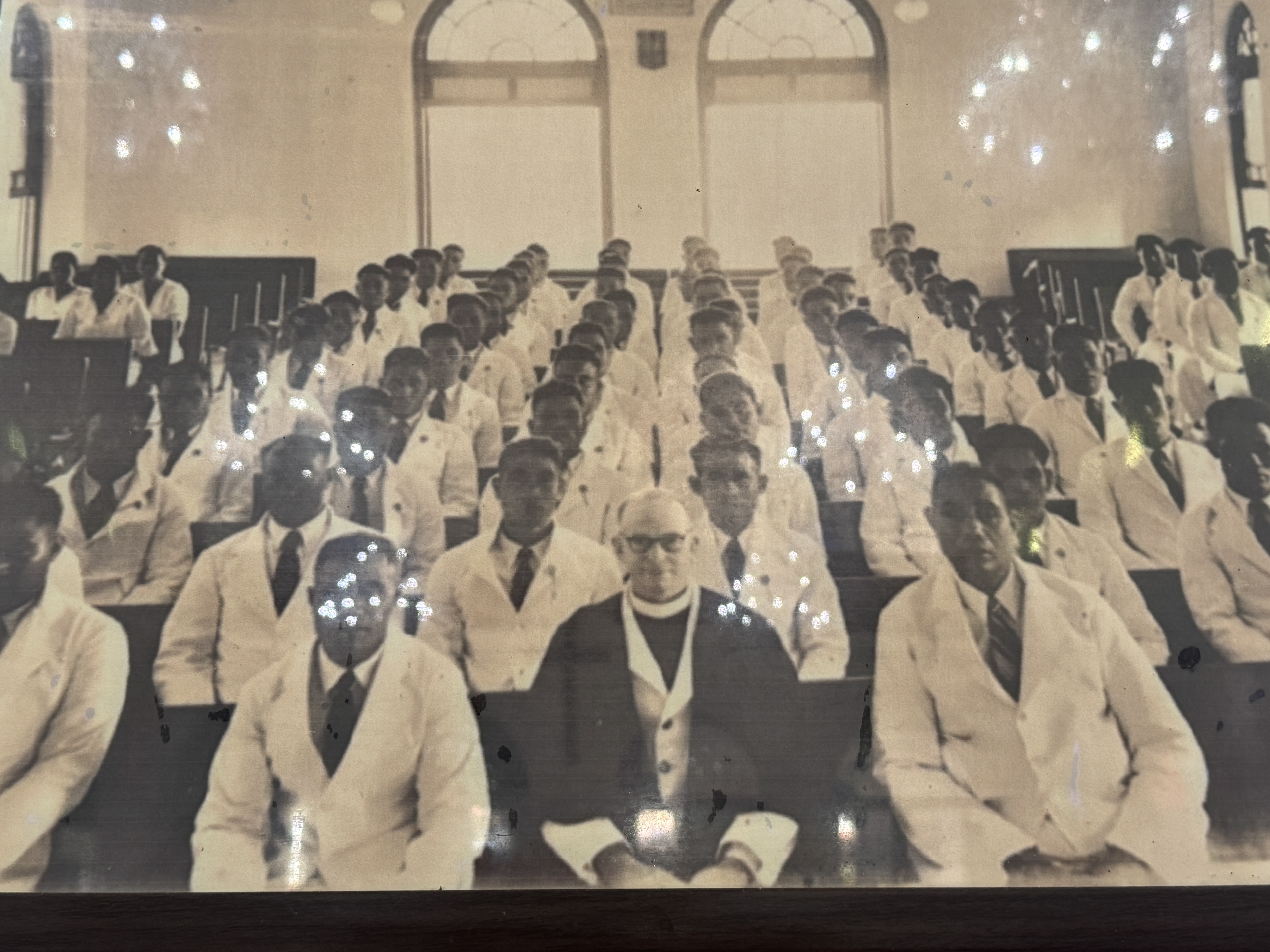Parishioners still attend every Sunday dressed in white.  The minister is Ernest George Neil 1872-1957, an Australian who lived in Samoa fro