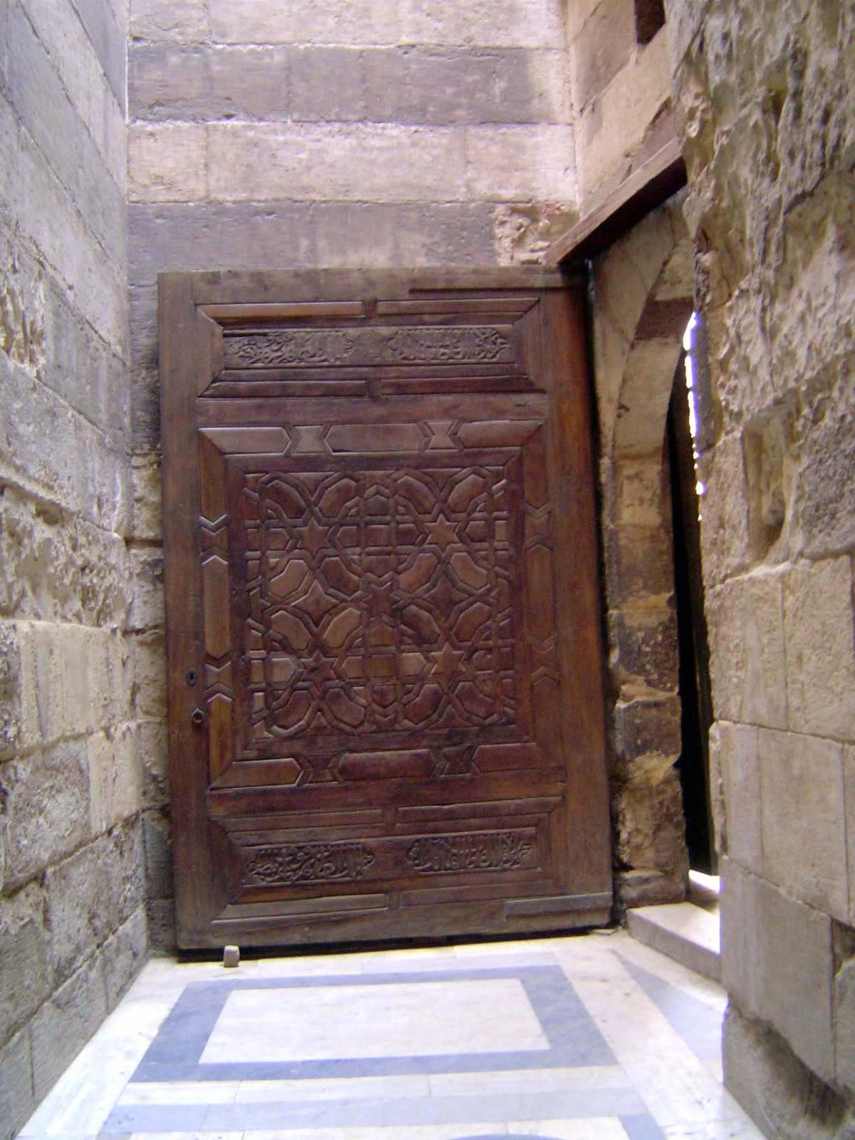 Entrance to the Barquq complex, with a typically bent entrance.