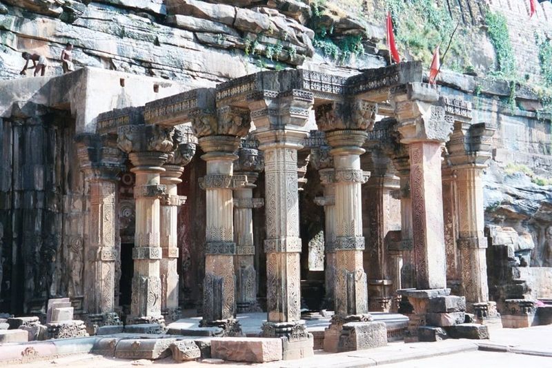 Divine protection was sought, too. Here, below the summit, a rock-cut temple.