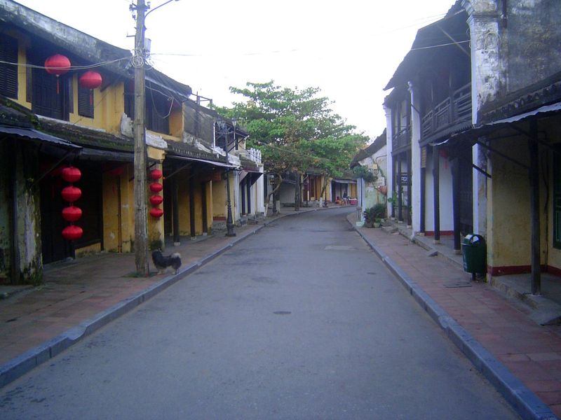 Early in the day, the streets are quiet.