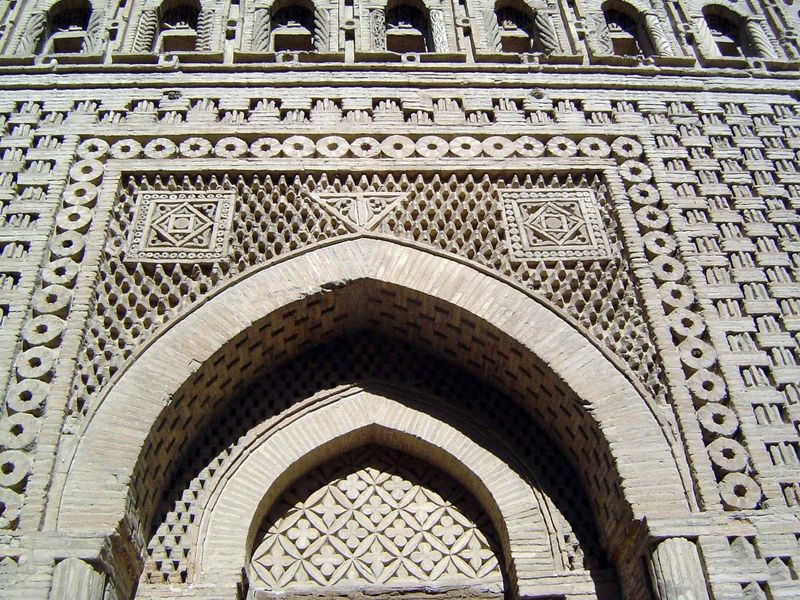 The four doors—a hint at Persian influence—are also framed and trimmed in brick.