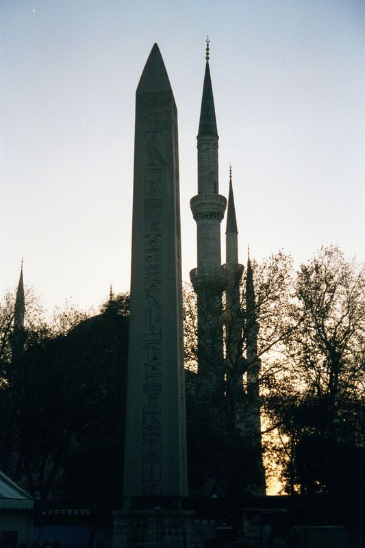 Back up on the circuit of the hippodrome, there's an obelisk built in the 15th century, B.C., by Thutmose III. Almost two thousand years lat