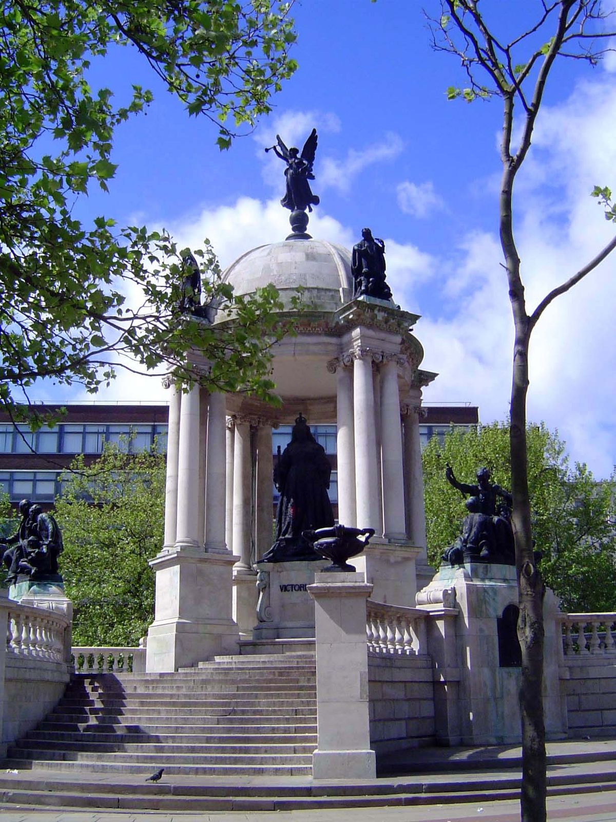Liverpool's Queen Victoria Monument of 1910 stands at the end of Castle Street.