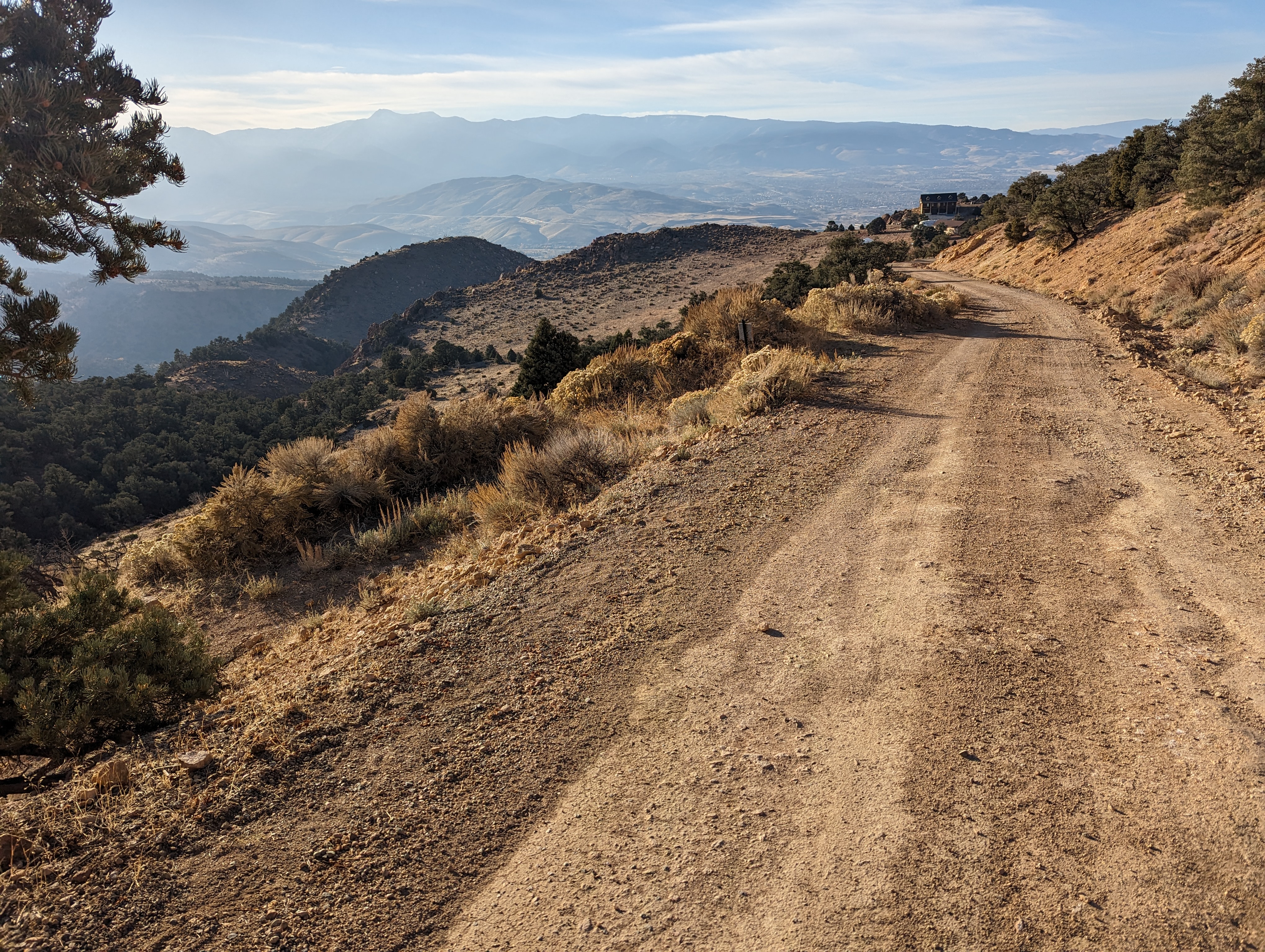 Until the 1930s, this was the road from Reno to Virginia City.  It's the Geiger Grade, built as a toll road.