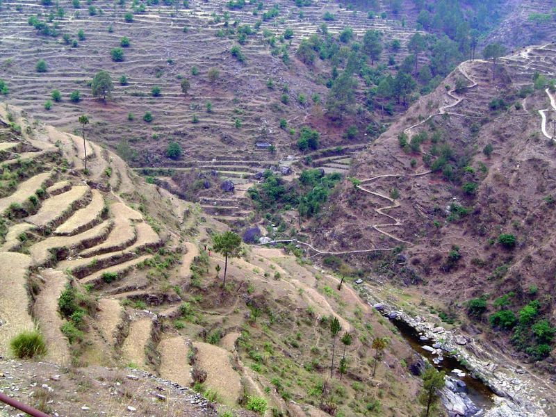 Another access path, one that drops down a valley wall, crosses the river, then starts up again.
