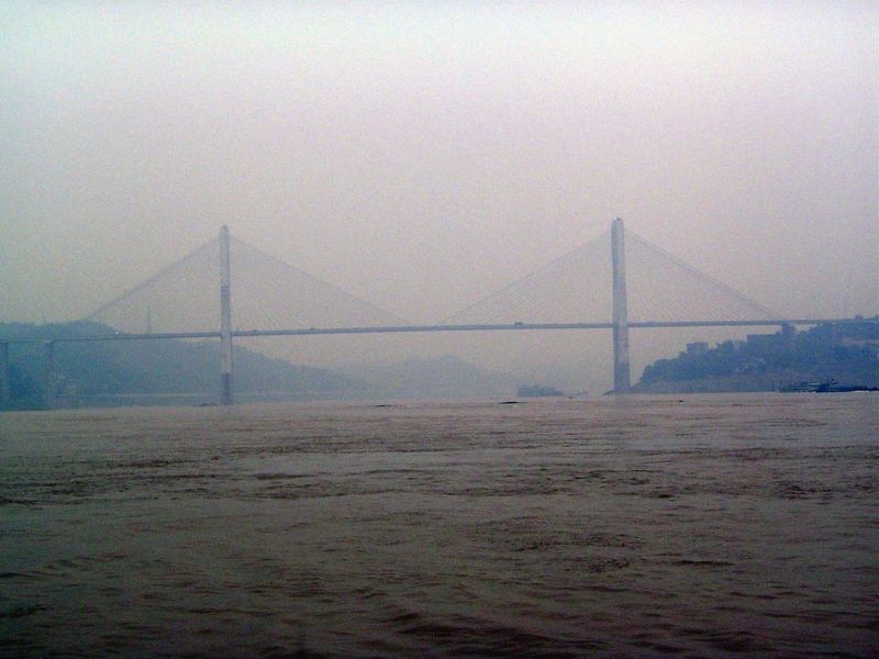 A few miles downstream: Dafushi Bridge, part of a circumferential expressway circling the expanded city.