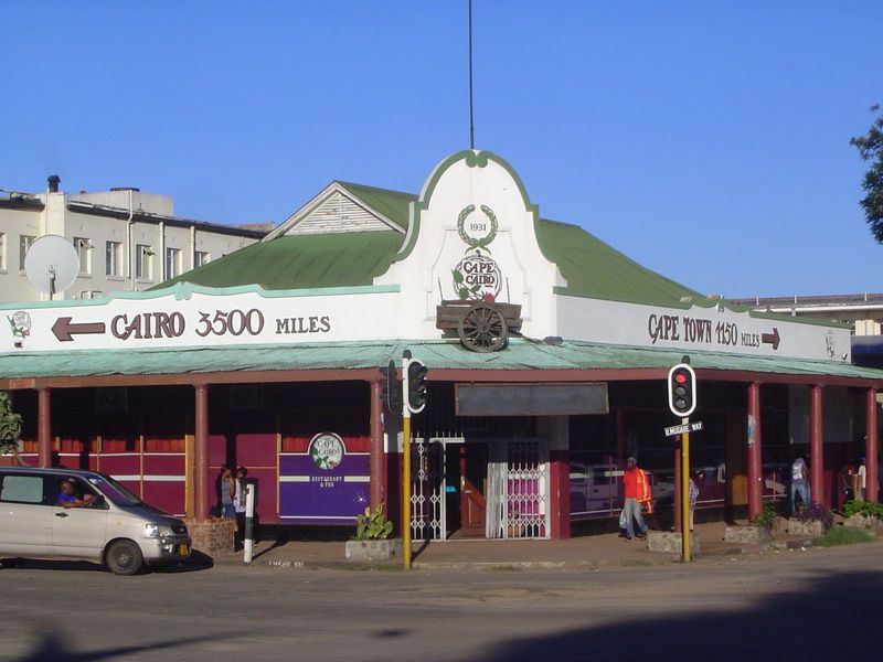Speaking of Rhodes, here's a pub whose name alludes to his beloved Cape-to-Cairo railroad. It was never built and for lack of economic justi