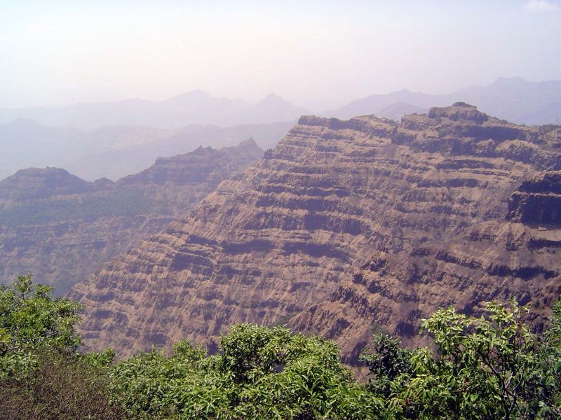 The view west is a sheer drop to the coastal plain. These are the Sayadri Mountains, better known as the Western Ghats.