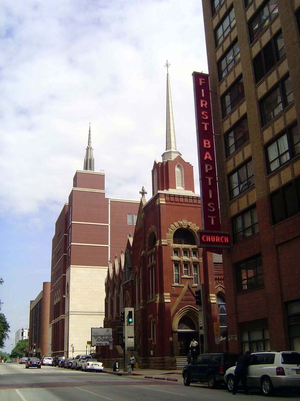 Although people began moving out of downtown Dallas many decades ago, the First Baptist Church remains a downtown phenomenon. It began broad