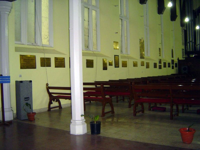 The walls are covered with memorial plaques, mostly but not all for military officers.